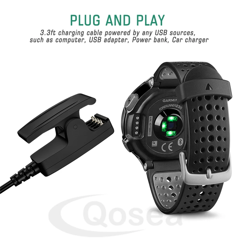 Зарядный USB-кабель Qosea с зажимом для смарт-часов сменный кабель быстрой зарядки