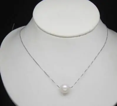 

free shipping AAA 10-11 mm natural south China sea pearl pendant necklace Silver chain