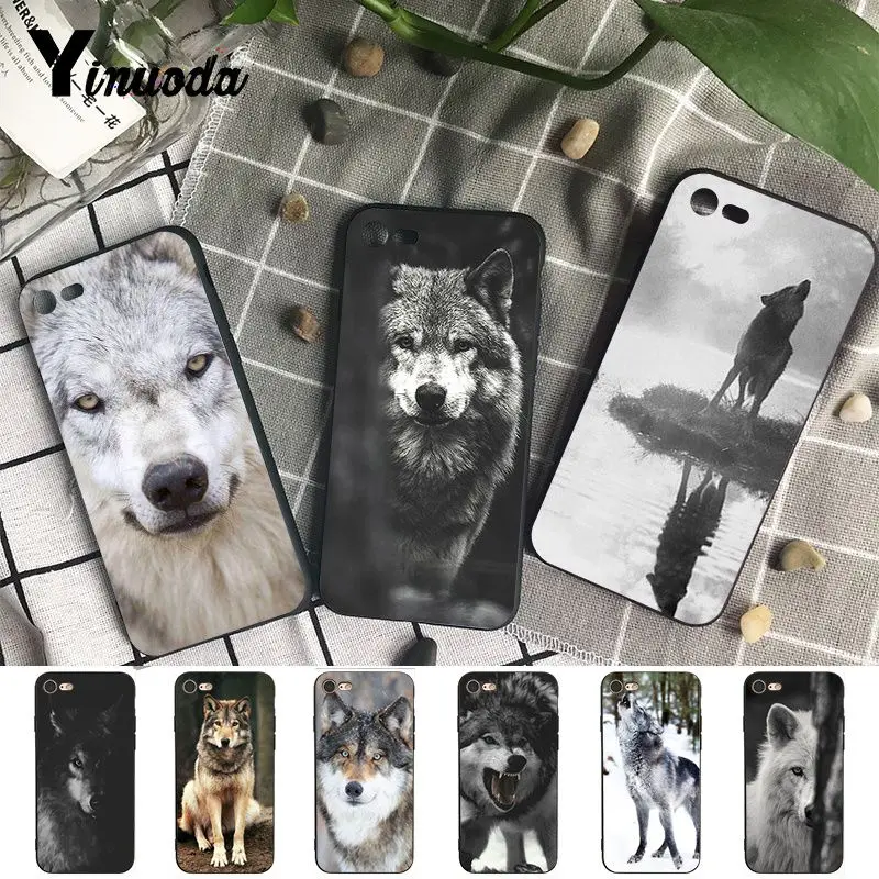 Чехол Yinuoda для iphone 7 X классный черный и белый чехол с волчьими животными iPhone 6 6s 7plus