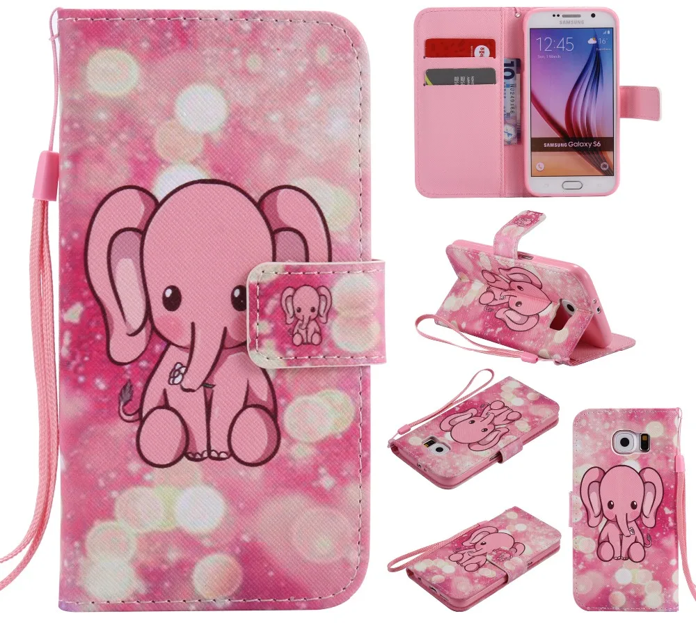 Роскошный кожаный чехол с откидной крышкой милым рисунком цветка черепа слона