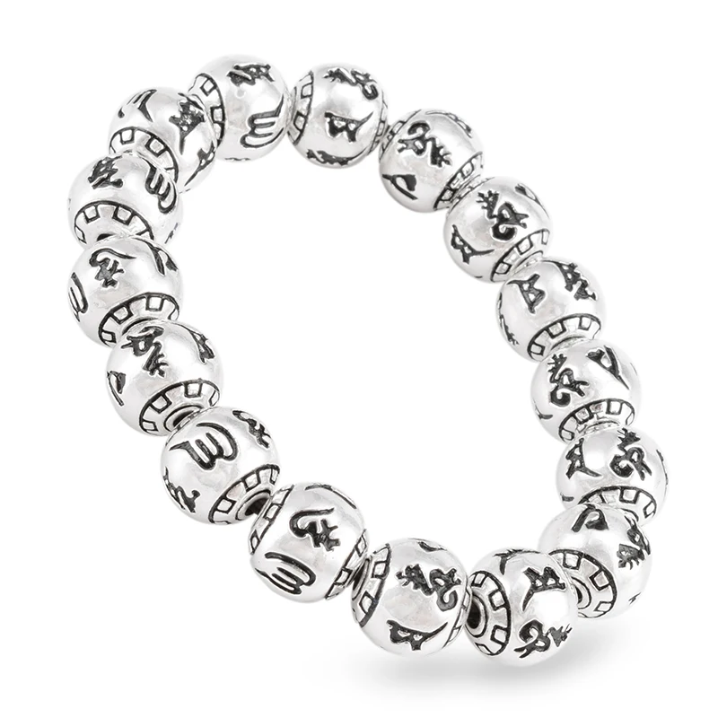 MOFRGO Charm изящный винтажный медитация Тибетский буддизм покрытый серебром браслет