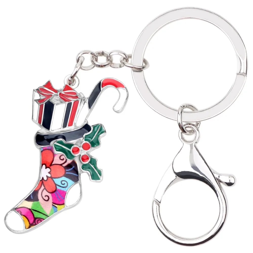 Бонсни эмалированный сплав рождественский подарок трость носок сумка для ключей
