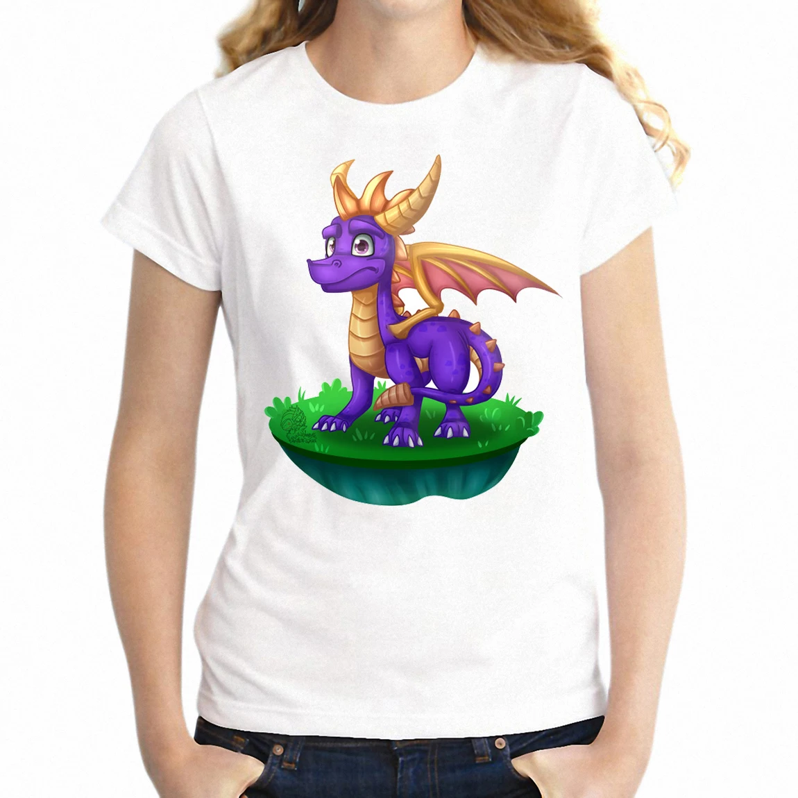 Женская футболка акварель Spyro детства герой геймер девушка удивительный рисунок футболка для девочек