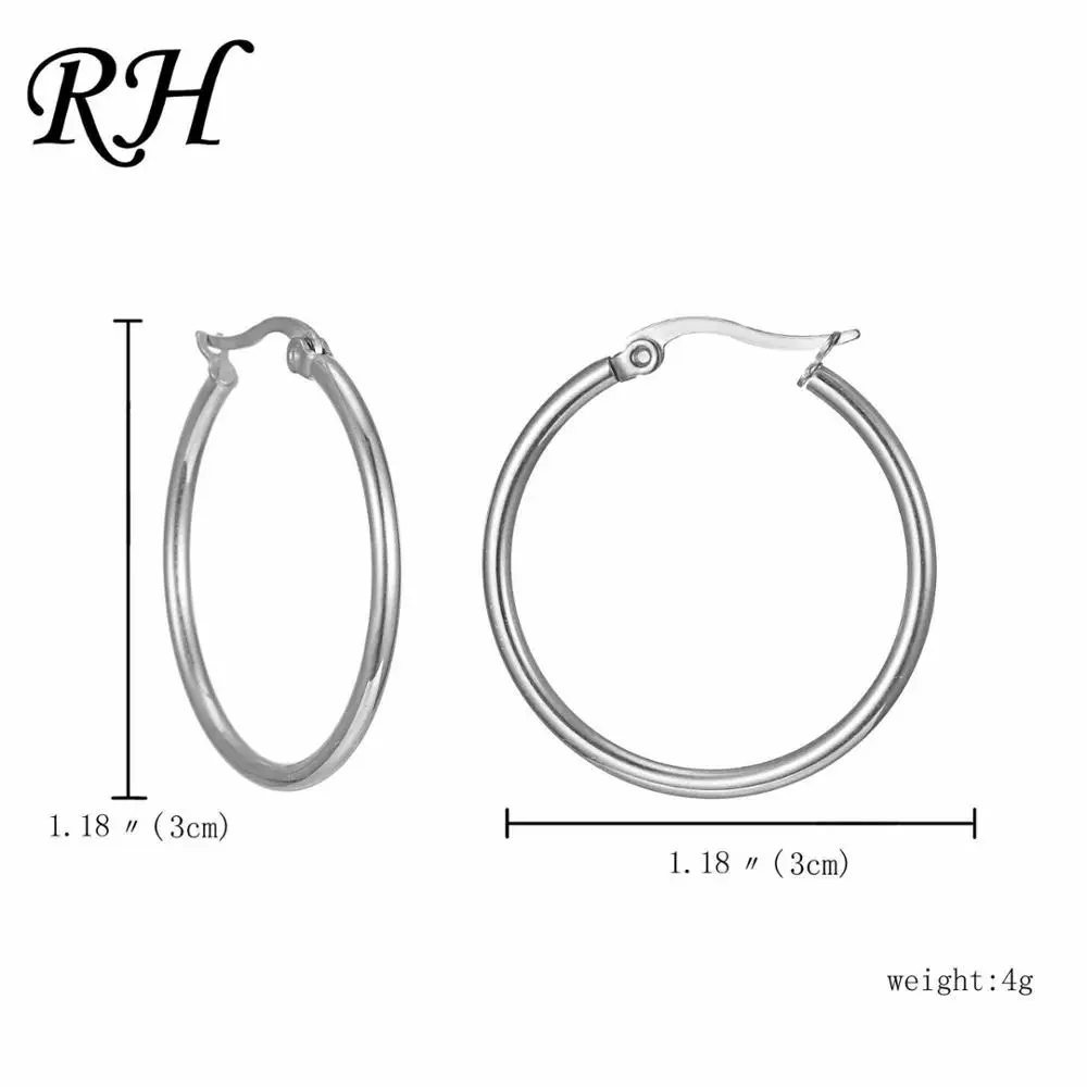 30mm Большие гладкие круглые серьги-кольца для женщин, серьги гиперболы из нержавеющей стали, большие круглые серьги-кольца, ювелирные изделия - Окраска металла: 30mm