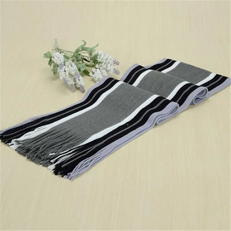 

New Hot 180*26cm Business Casual Men Winter Striped Scarf Tassels Knitted Scarfs Wrap For Men Accessory High Quality Gifts