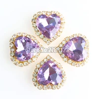 crystal violet 12mm heart shape crystal buckle gold base glass sew on rhinestones use for diyclothing accessories skhj18