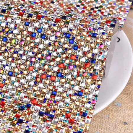 4X4mm square 24*40 см исправление squar стекло горный хрусталь сетка обрезанная лента кристалл лист ткани аппликация из страз окантовкой для платье своими руками ювелирных изделий - Цвет: 4X4mm square