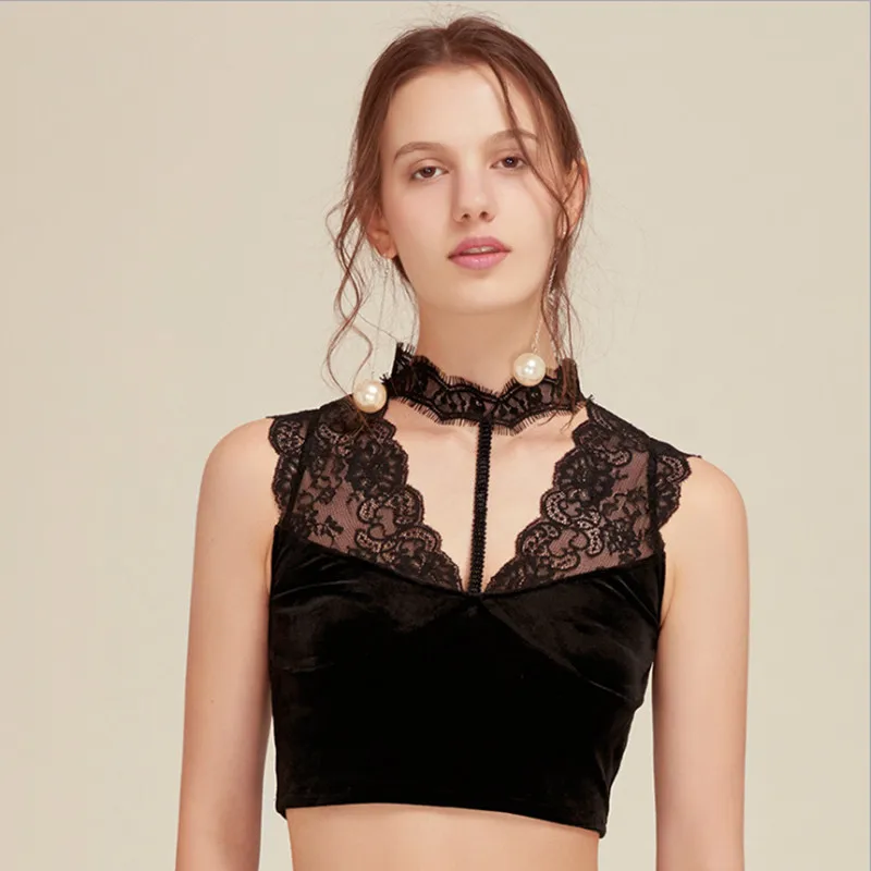 Пижама женская велюровая кружевная с V-образным вырезом | Женская одежда