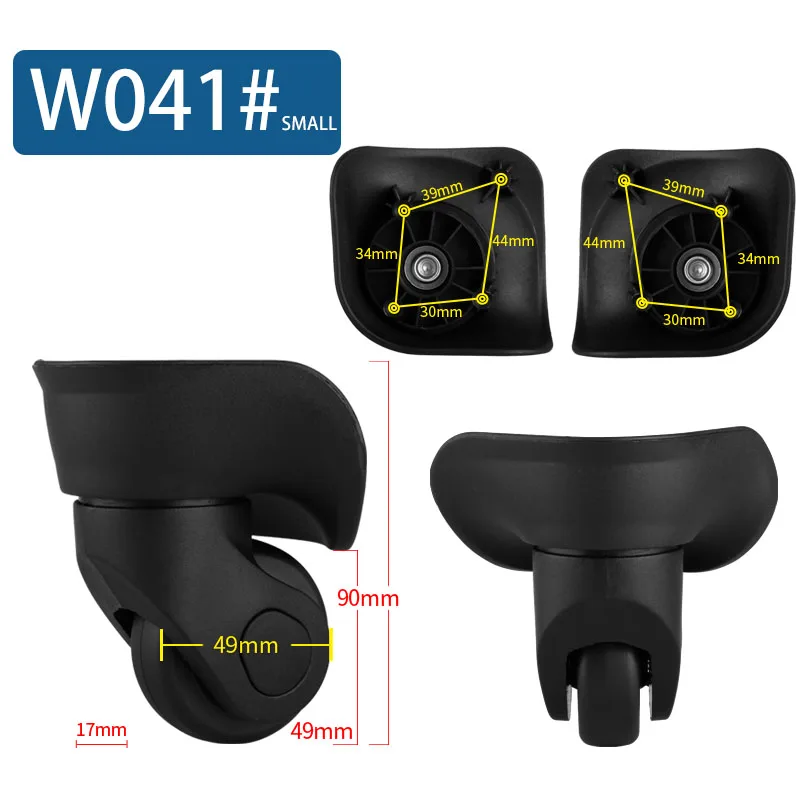 W041 Small Black Замена багажных колес Ремонт 14-30 дюймов аксессуары для багажа ролики Спиннер колеса Замена колес для чемоданов ролики - Цвет: W041 Small Black