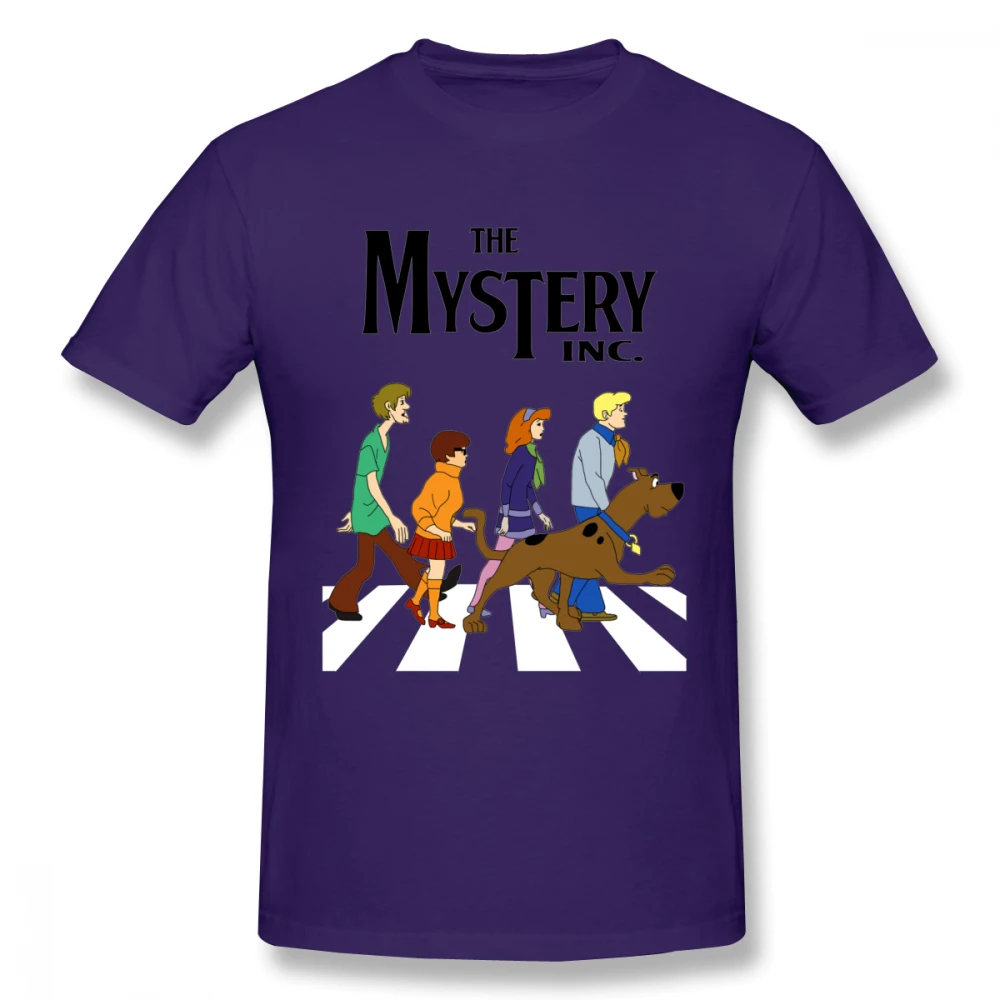 Фиолетовый Мужские футболки Scooby Doo Abbey Road, футболка из чистого хлопка, плюс размер, горячая распродажа, Новое поступление, с коротким рукавом - Цвет: Фиолетовый