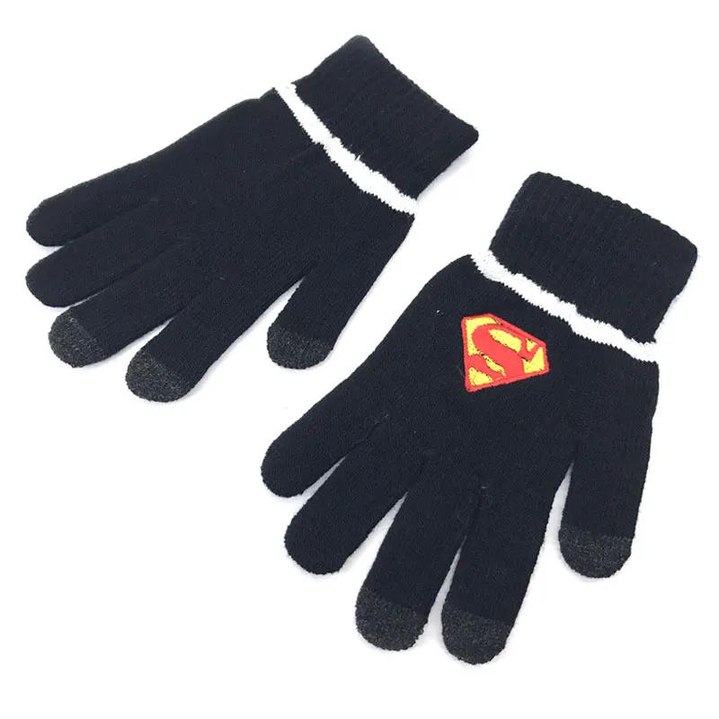Unisex Gloves Full Finger Screen Touch Superman Striped Knitted Glove Elastic Winter Wrist Mittens Outdoor Lovers Gift Warmer