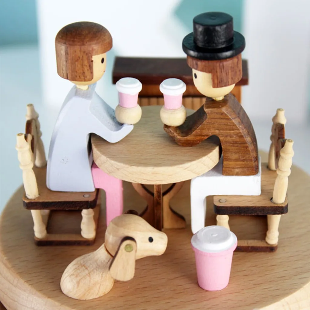 DIY ручной работы Любовь тема деревянный Заводной музыкальный ящик ремесло