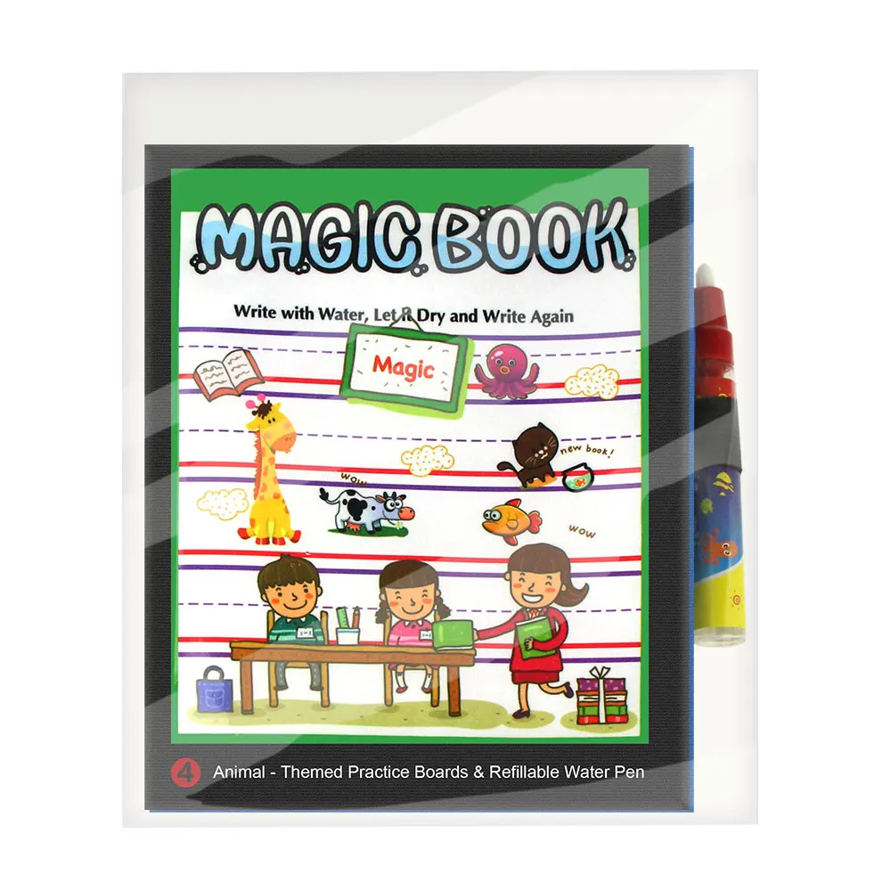 Water Drawing Book & Magic Pen Multi-color Cartoon Animals Reusable Painting Board Doodle Learning Educational Toy for Kids | Игрушки и
