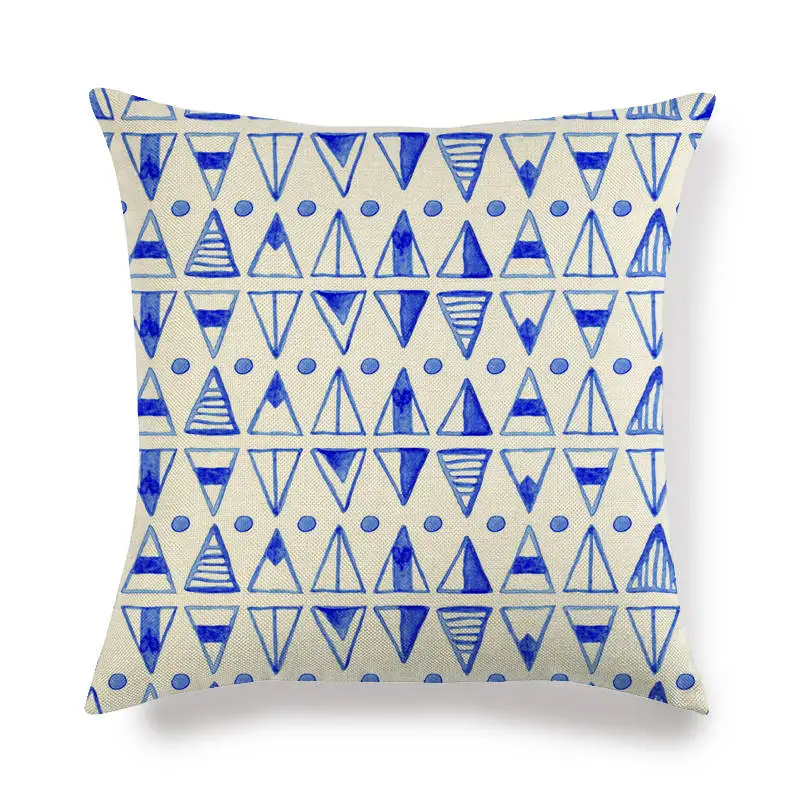 45cm*45cm light blue geometrc design linen/cotton throw pillow covers couch cushion cover home decorative | Дом и сад