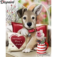 dispaint full squareround drill 5d diy diamond painting animal dog flower 3d embroidery cross stitch home decor gift a12240