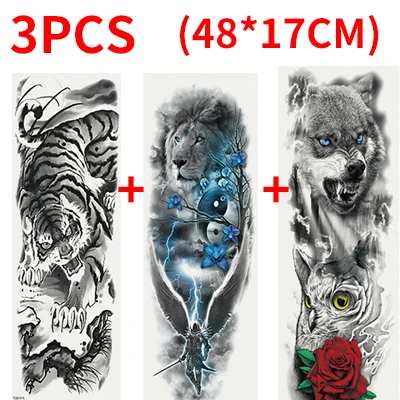 style 2-3Pcs Временные татуировки наклейки для мужчин татуировки рукава тела рука Вспышка татуировки водонепроницаемые переводные наклейки череп цветок металлик татуировки - Цвет: style 2-3Pcs
