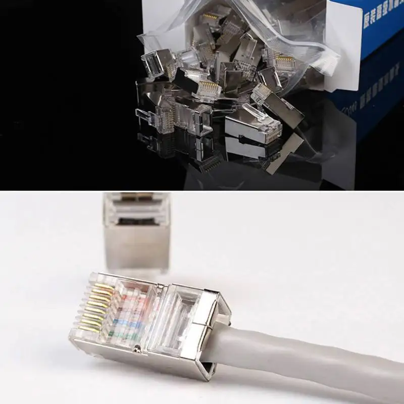100PCS RJ45 Connectors Crimp Ends 8P8C UTP Network Plug for CAT5 CAT5E CAT6 Stranded Cable Solid Crystal Head | Компьютеры и офис