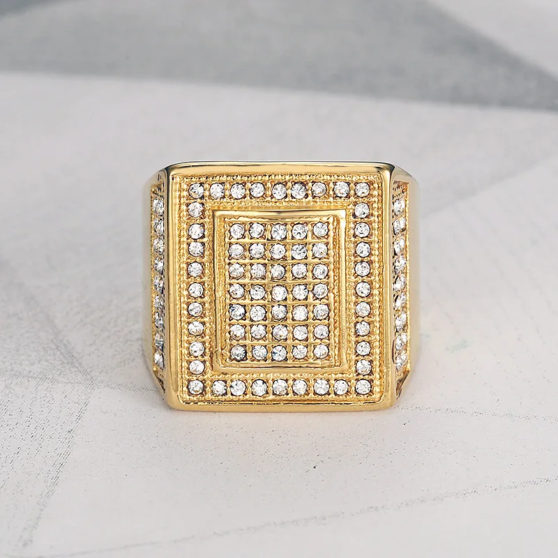 Размер 7 15 микро проложенные AAA CZ камень Bling хип хоп кольца Большие широкие из