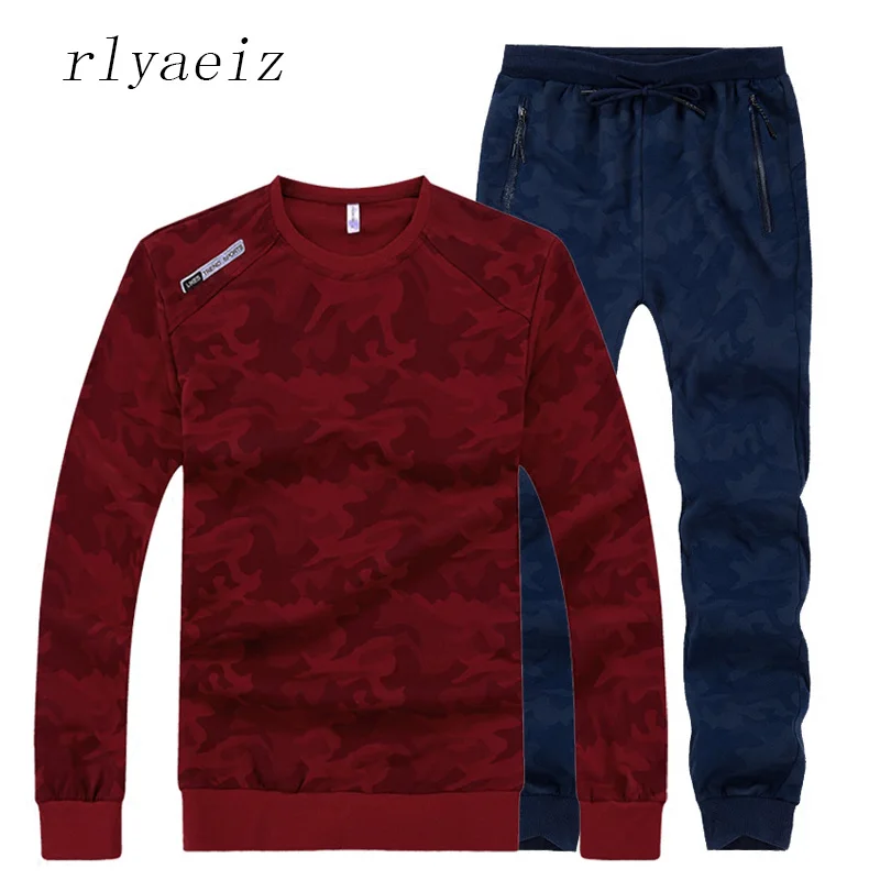 Rlyaeiz высокое качество 7XL 8XL повседневный спортивный мужские костюмы 2017 осенний