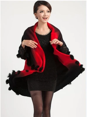 Новинка Зимний вязаный свитер из искусственной шерсти с градиентом кардиган