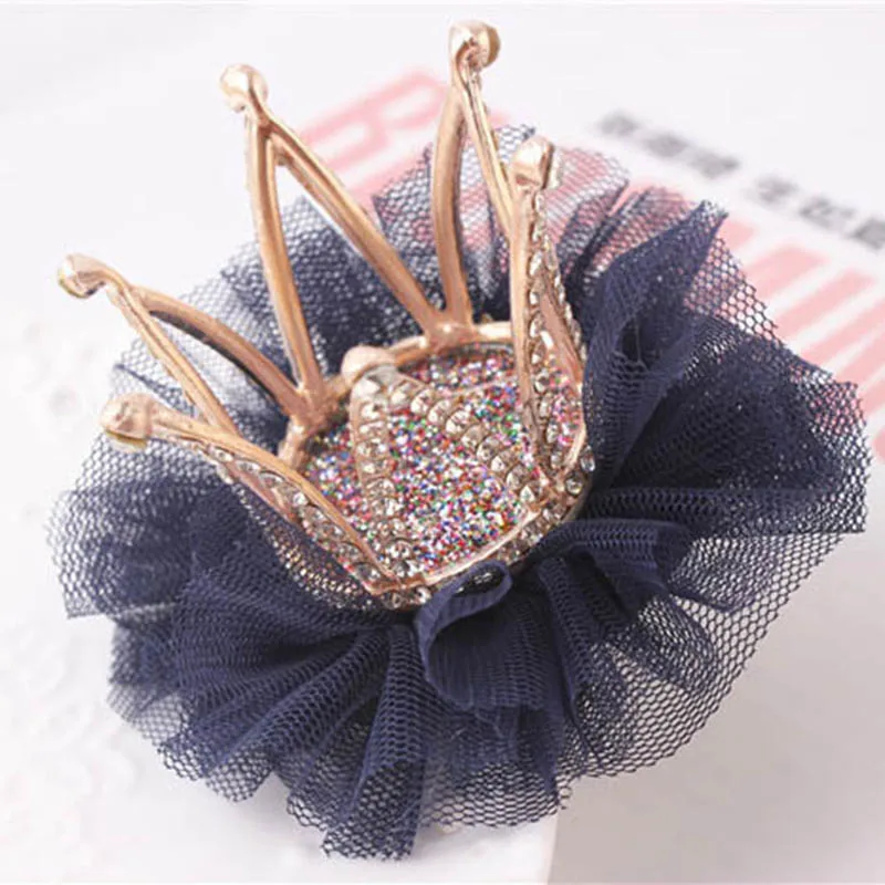style 1 navy blue Новая модная шпилька для волос для маленьких девочек, сплав, цветок, корона, шпилька, принцесса, бутон, шелк, кристалл, заколка для волос для девочек, аксессуары для волос, головной убор - Цвет: style 1 navy blue