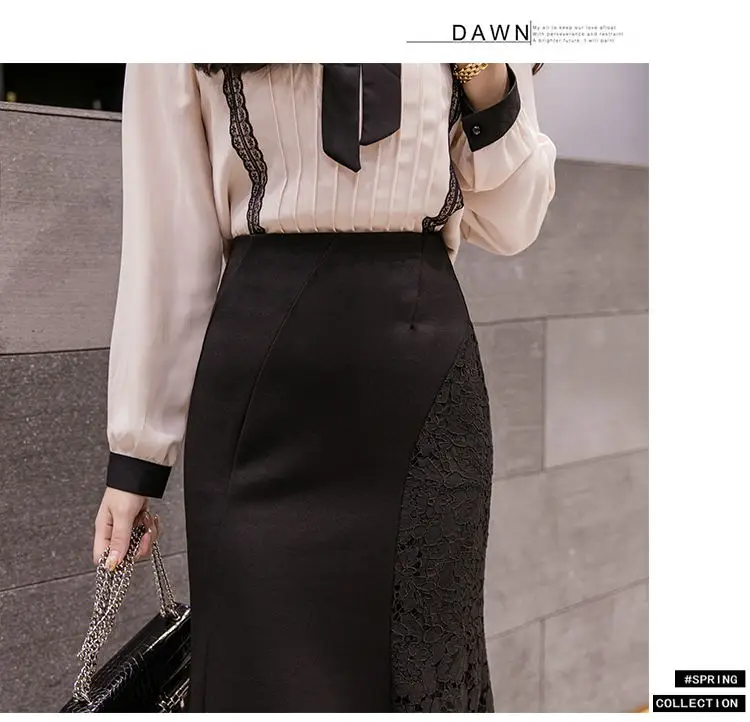 Plus Size Lace Skirt Women New Korean Fashion High waist Long Mermaid Skirts Stretch Slim Elegant Pencil Skirts