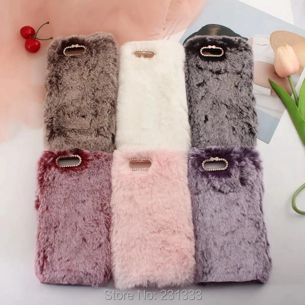 Мягкий чехол для Huawei Ascend P10 из ТПУ с длинными волосами и кроличьим мехом Теплый