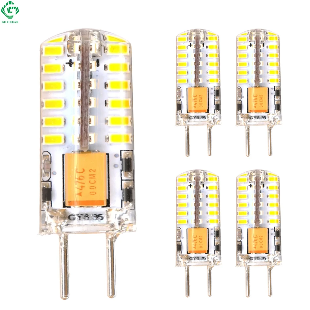 gy6.35 привел колба 3W bombillas 48 SMD 3014 силикон кристалл место легких 12в AC / DC кукуруза машину кампер люстры хрустальные люстры