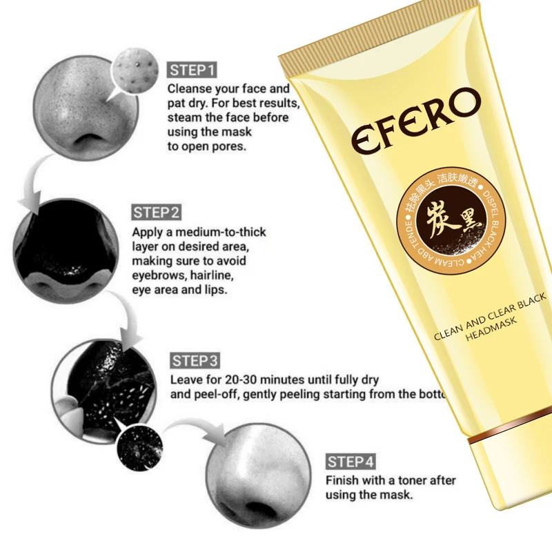 Черная маска efero для лица удаления черных точек отшелушивающая от оригинальных