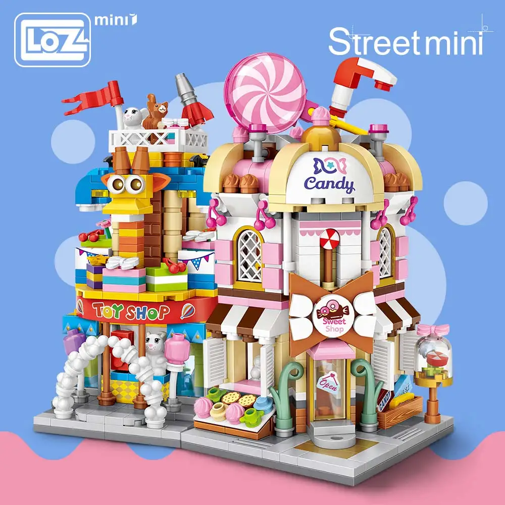 LOZ Mini Bricks City View Scene Mini Street Model Building Block Toys Gaming Room Candy Shop Toy Store Architecture Children DIY