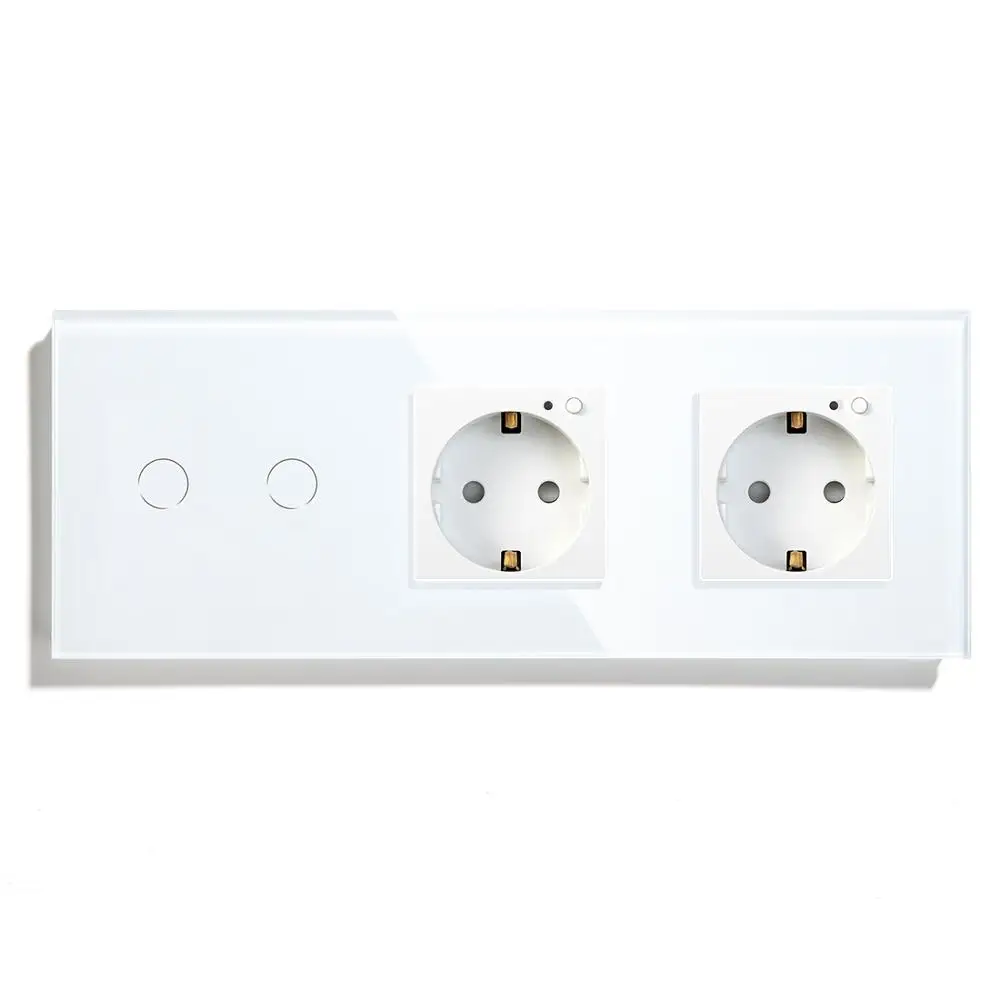 BSEED Двойной Wi-Fi ЕС розетки 2 банда Переключатель с белый черный Gloden Кристалл стекло панель управления от Alexa Google, tuya