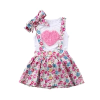 baby cute clothing sets sleeveless white big floral love topsusoender shivering skirt 3pcs bebe casual kids girls clothes sets