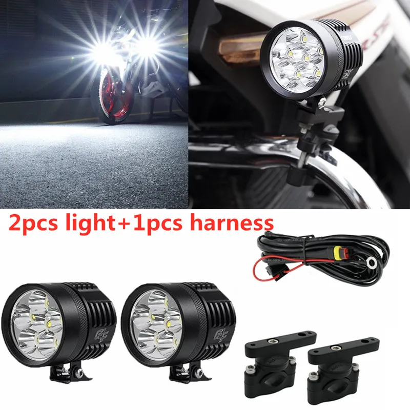 light harness 2 шт. 6 светодиодный светильник для мотоцикла, головной светильник, универсальный скутер, противотуманный Точечный светильник, реле, защита проводов, чехлы для мотоциклов, светодиодный светильник s - Цвет: light harness