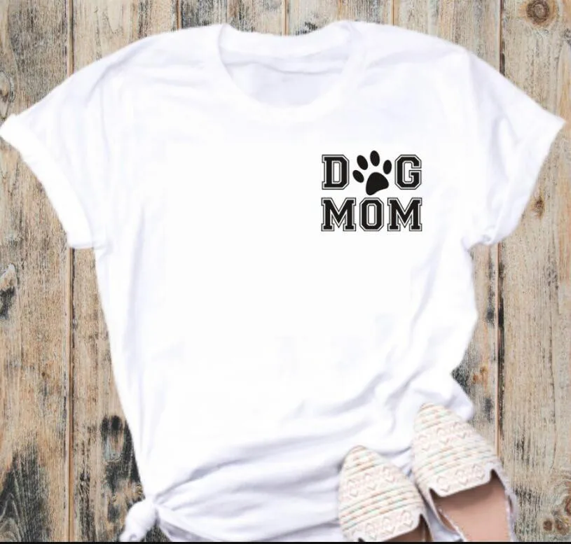 white tee Подарочная футболка с рисунком собачки, мамы, лапы, девочки, серая модная одежда для мамы, дня рождения, собаки, любовника, эстетический лозунг, гранж, лапы, напечатанные Camisetas - Цвет: white tee