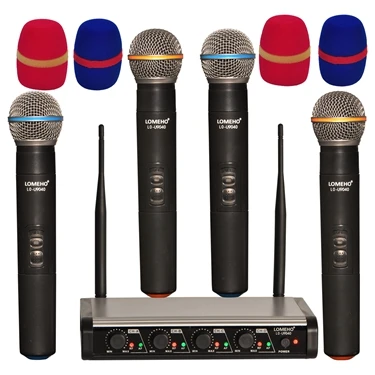 LO-U9040-EU LOMEHO LO-U9040 4 Way UHF 4 ручной церковный караоке Dj вечерние встречи беспроводной микрофон - Цвет: LO-U9040-EU