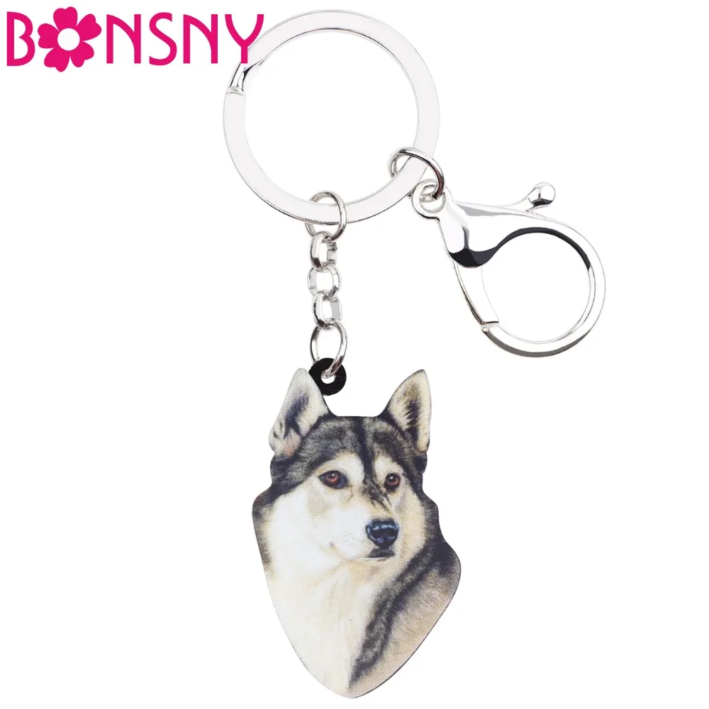 Bonsny акриловый мультфильм Сибирский хаски собака брелок милое животное ювелирные
