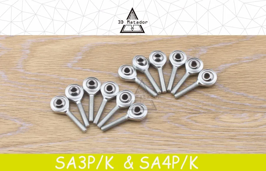 12 шт. 4 мм/3 мм SA4P/K SA3P/K резьбовой подшипник Метрическая резьба SA4T/K SA3T/K для Delta Kossel 3D принтер Часть углеродный стержень