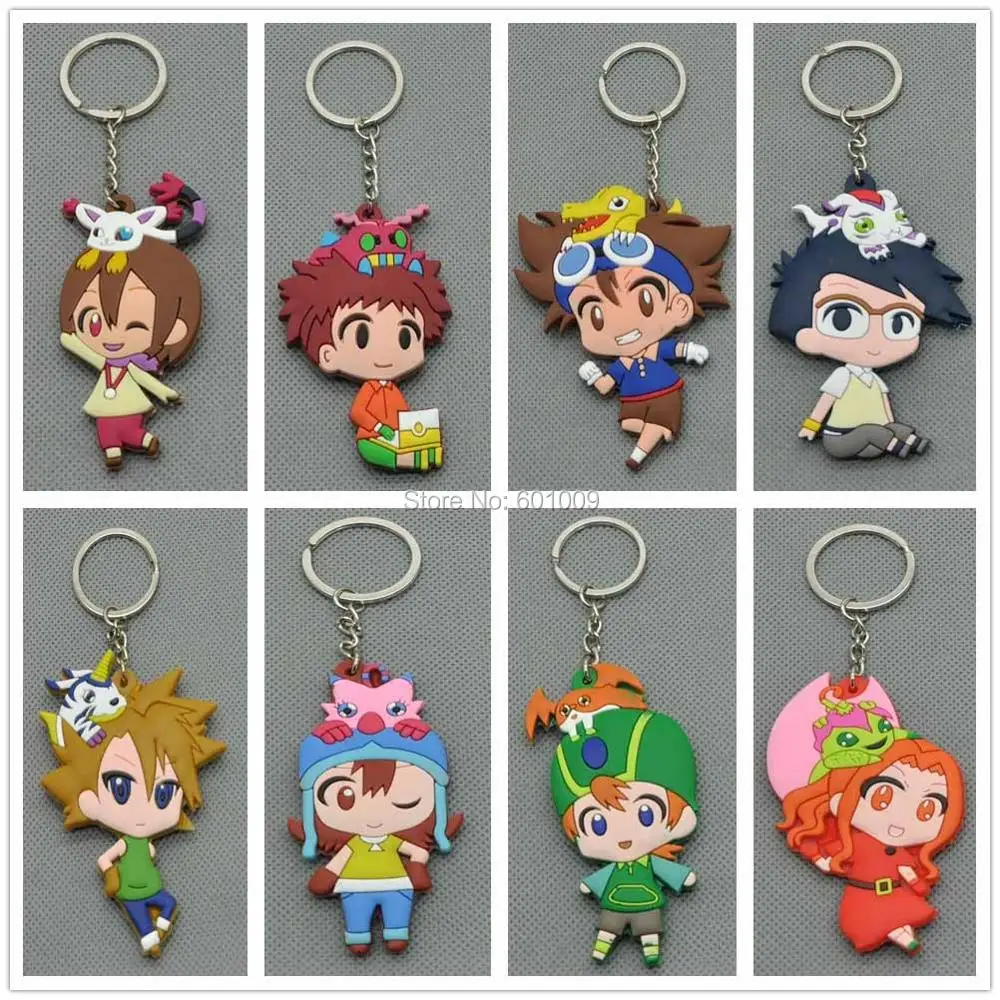 20/лот 8 стилей Agumon Gomanon Gabumon Tailmon Biyomon Palmon Patamon Tentomon Digimon брелок кулоны кукла игрушка