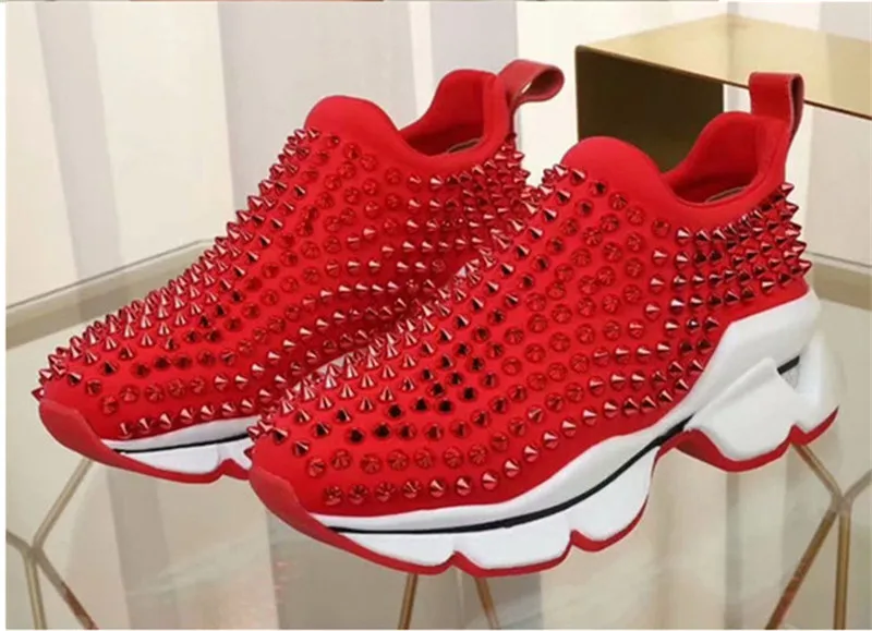 GCYFWJ Rivet Sneakers Woman Red Sneakers Spring Autumn Flats Non-slip Breathable Casuals Couple Shoes Zapatillas Rojas Mujer