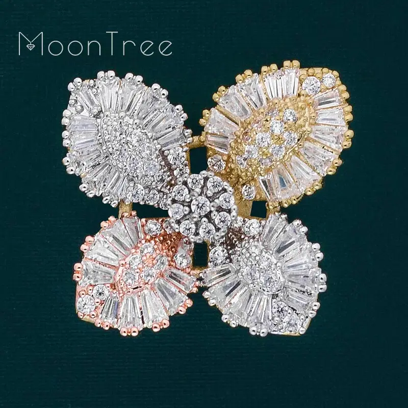 MoonTree роскошный цветочный лист супер AAA Фианит 3 цвета для женщин свадьбы невесты