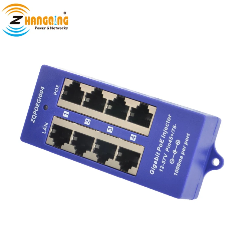 Горячая Распродажа 4 портовый гигабитный Инжектор PoE Midspan 24 в 48 режим работы B для IP