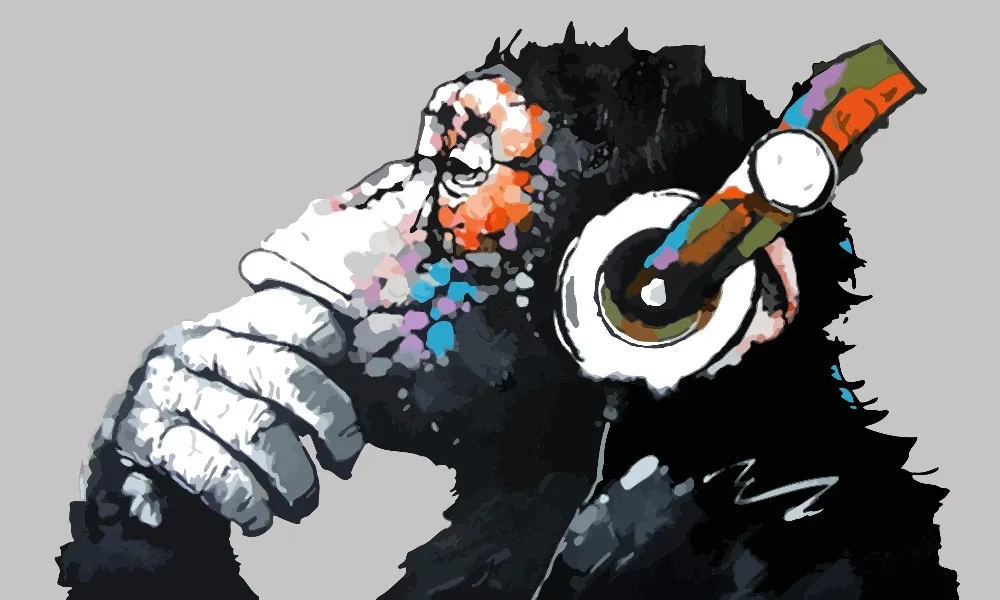 Framless Новое поступление уникальный подарок цифровой обезьяна мультфильм картина