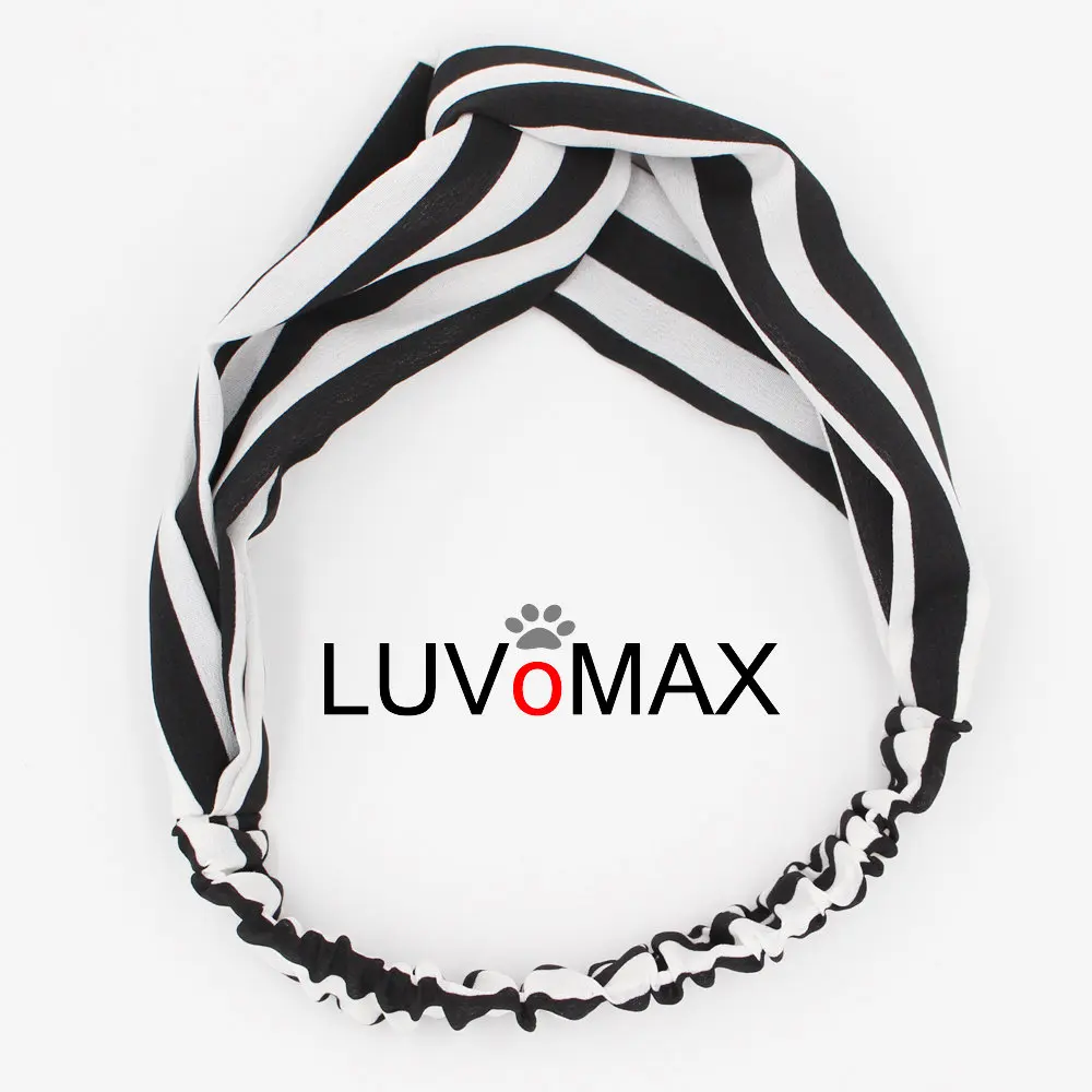 Striped Black White Повязка на голову в стиле барокко с цветочным принтом, винтажная повязка на голову для женщин, аксессуары для волос, полосатая эластичная повязка на голову, головной убор - Цвет: Striped Black White