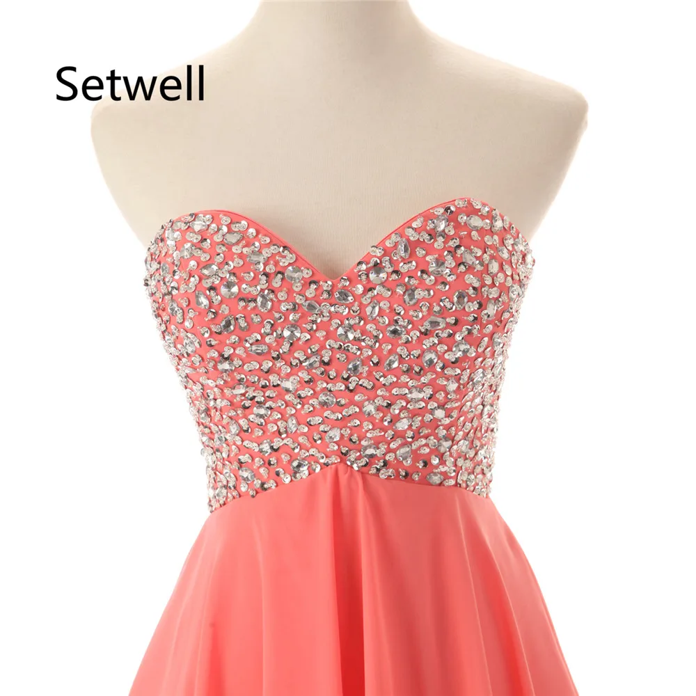 Setwell Лето 2017 г. шифон платье для выпускного вечера es без бретелек со шнуровкой