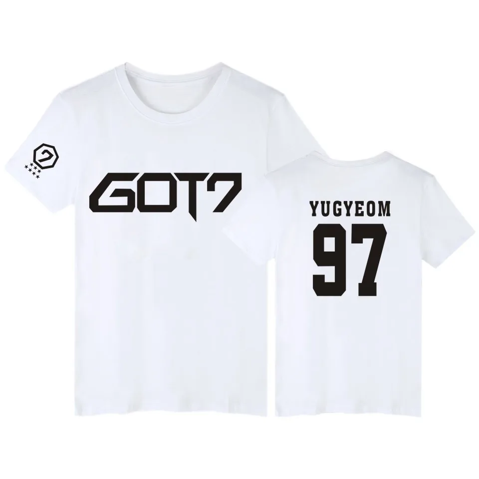 white LUCKYFRIDAYF GOT7 Kpop BAMBAM короткий рукав Футболка Для женщин s брендовая одежда в стиле «хип-хоп» Джексон летняя футболка женская Забавный корейский футболка Для женщин - Цвет: white