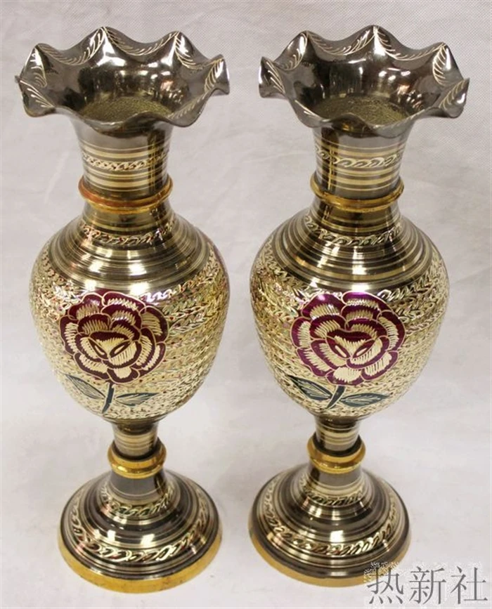 

India imported bronze color vase Pakistan crafts ornaments decoration flower flower gift