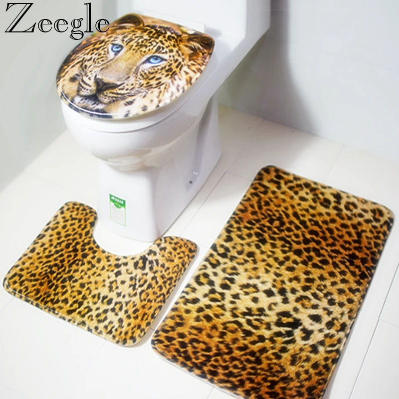 3Pcs/Set Bathroom Mat Set Flannel Floor Rugs Cushion Toilet Seat Cover Bath Mat Absorbent Toilet Rugs Bathroom Mat