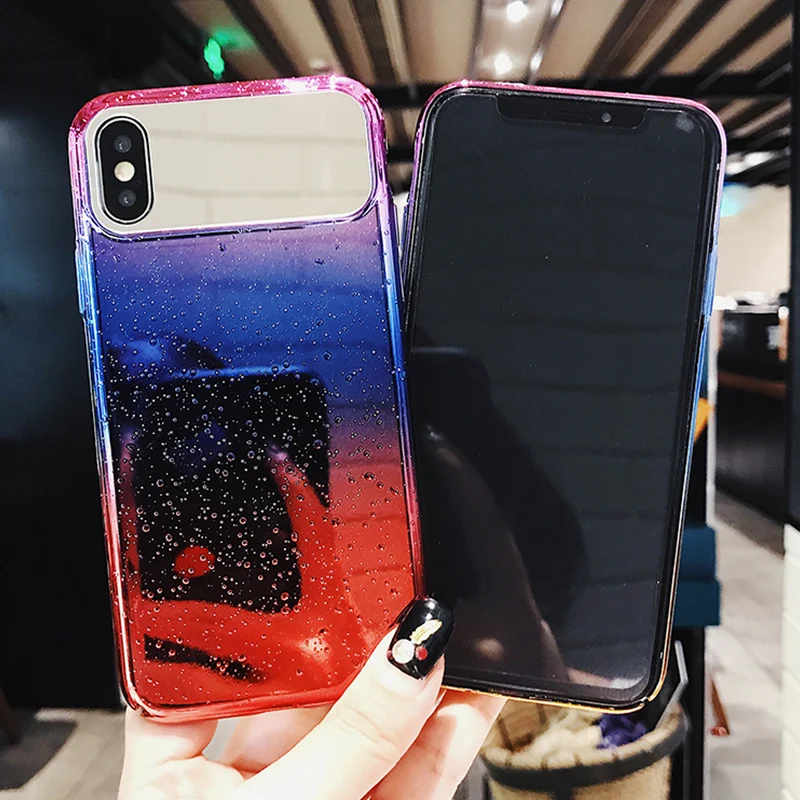 Капли воды градиент зеркало чехол для iPhone Xs X 7 8 плюс полное тело покрытие Hard