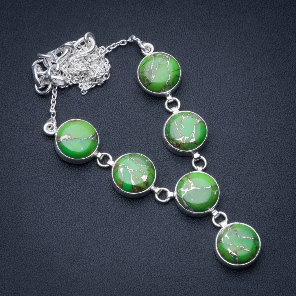 

Natural Turquoise 925 Sterling Silver Y-Shaped Necklace 17 1/2" R2668