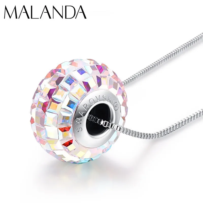 Оригинальные кристаллы Swarovski, Круглый бисер, ожерелье для женщин, новинка, модное элегантное ожерелье, вечерние ювелирные изделия, подарок для мамы - Окраска металла: crystal AB